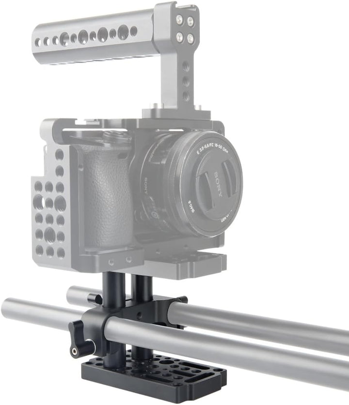 NICEYRIG Käseplatte mit 15mm Rod Raiser Clamp, Kurze Stangen für DSLR Kamera Baseplate Lifting Syste
