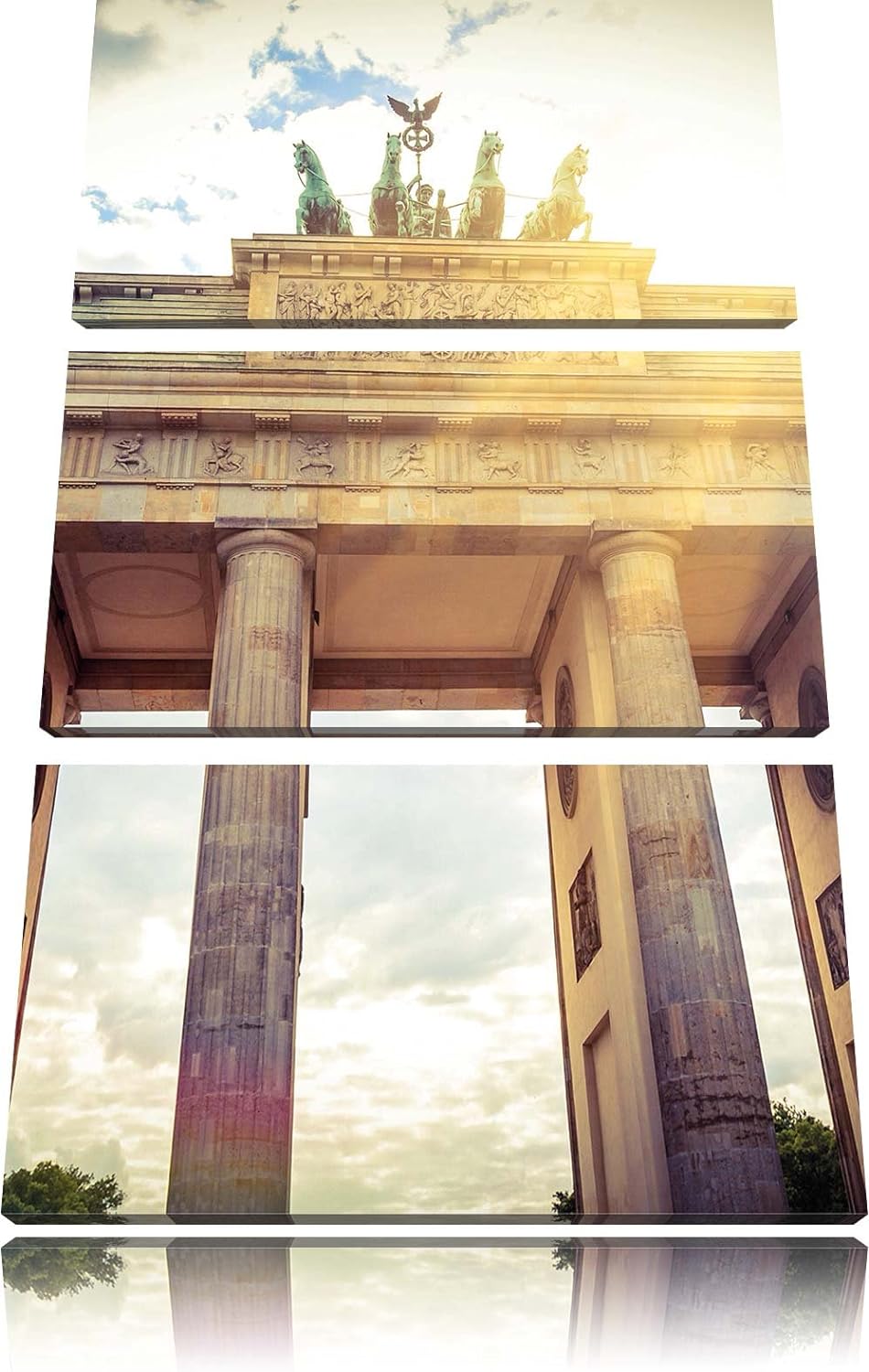 Pixxprint Brandenburger Tor Berlin als Leinwandbild/Grösse: 3 Teilig (120x80 cm) cm/Wandbild/Kunstdr