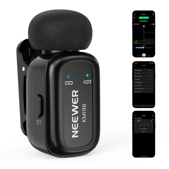 NEEWER Kabelloses Lavalier Mikrofon Sender mit App Steuerung, 10 Std. Akkulaufzeit, Rauschunterdrück