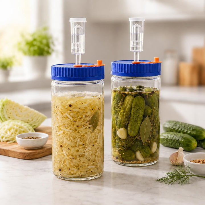 Fermentierglas 1,5L Fermentierset aus Borosilikatglas mit Gewicht für Sauerkraut, Hot Sauce, Met, Ci