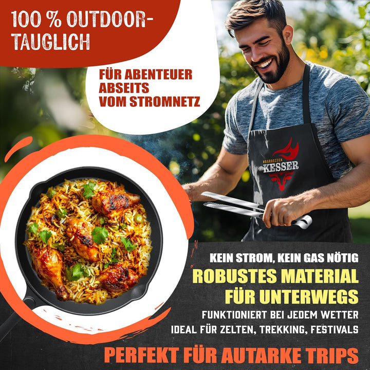 KESSER® Raketenofen Inkl. Grillpfanne aus Gusseisen mit Tragetasche Dutch Oven BBQ Rakete Holzofen C