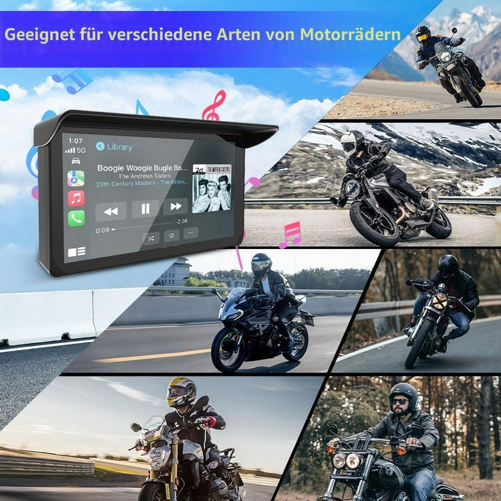 VSYSTO CP5 Motorrad Carplay Bildschirm, Kabelloses CarPlay und Android Auto, 5 Zoll Wasserdichtem To
