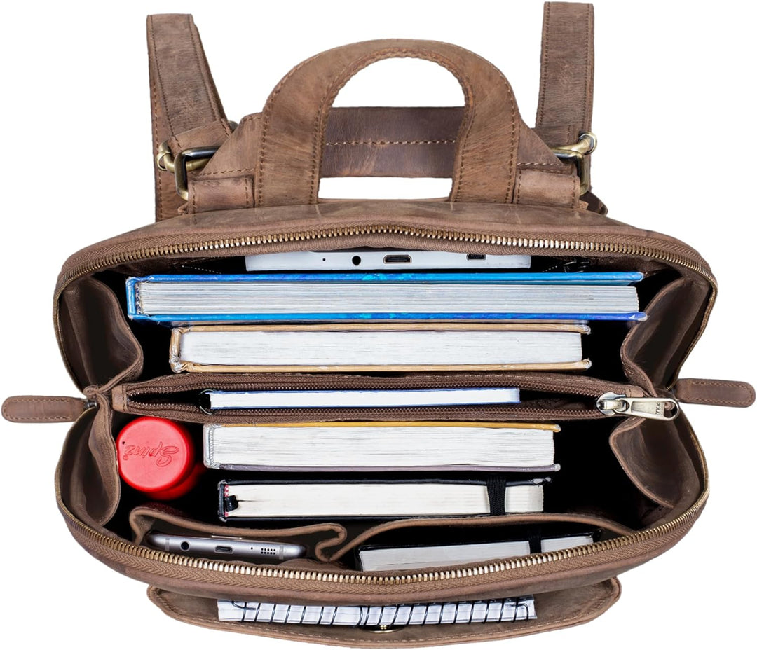 STILORD 'Skyler' Tasche Rucksack Leder 2 in 1 Rucksacktasche Umhängetasche Vintage Daypack Reiseruck