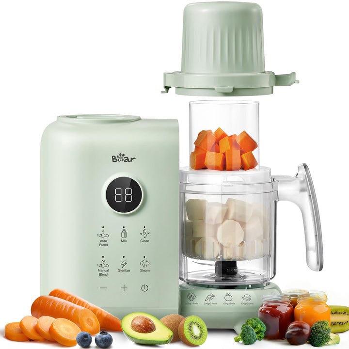 Bear 6-in-1 Dampfgarer mit Mixer Premium Babynahrungszubereiter,Dämpfen, automatisches Rühren, Milch
