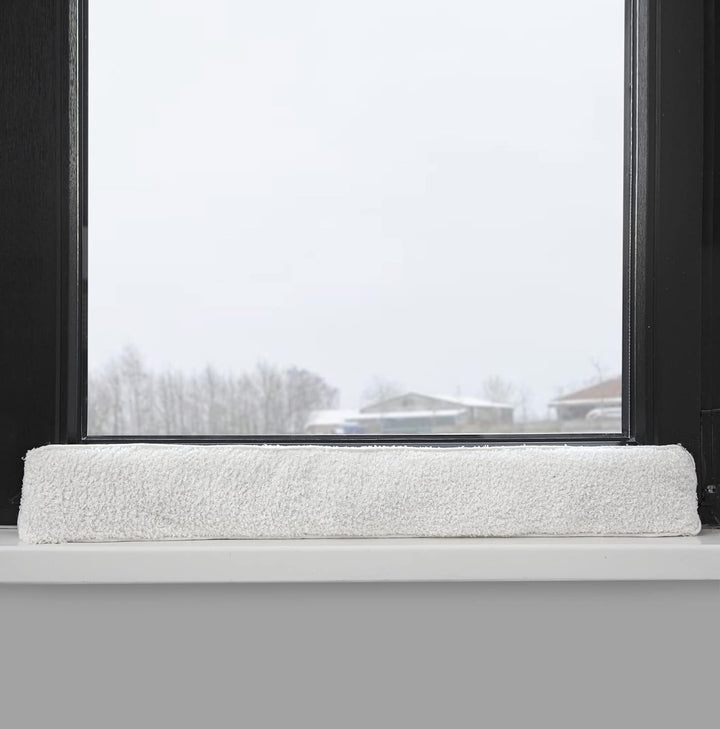 Zugluftstopper aus Schurwolle für Fenster | 90cm Natur Klettverschluss | Selbstklebende Türbodendich