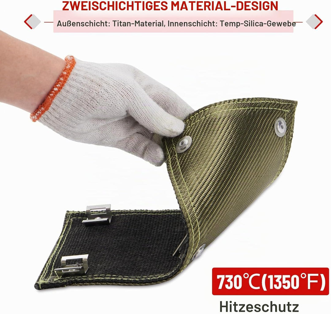 Hitzeschutzband Auspuff, Hitzeschutzmatte 30 x 15 cm Titanium Auspuffband Hitzeschild, mit Schlauchk