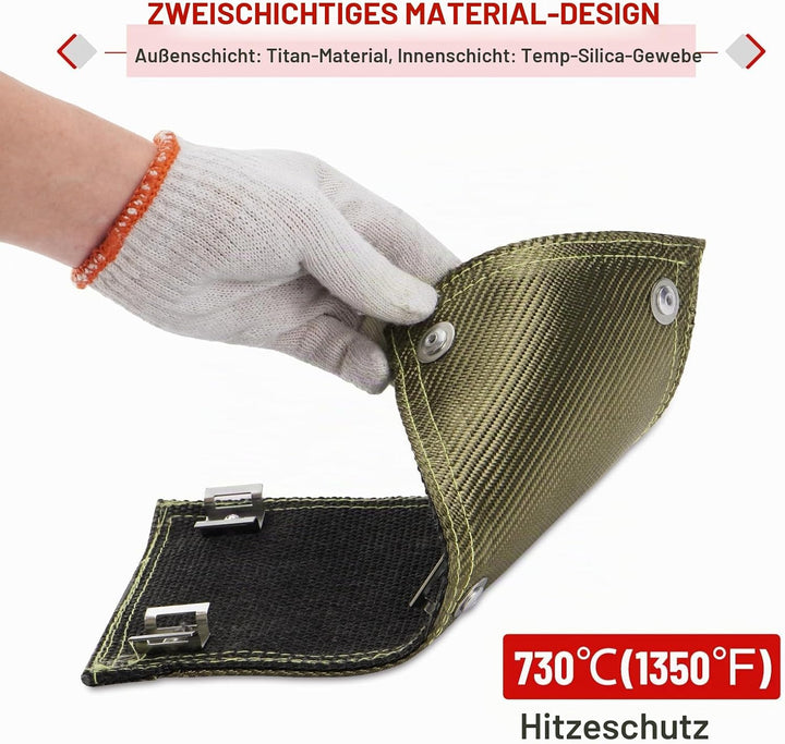 Hitzeschutzband Auspuff, Hitzeschutzmatte 30 x 15 cm Titanium Auspuffband Hitzeschild, mit Schlauchk