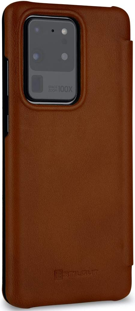 STILGUT Book Case kompatibel mit Samsung Galaxy S20 Ultra Hülle aus Leder zum Klappen, Klapphülle, H