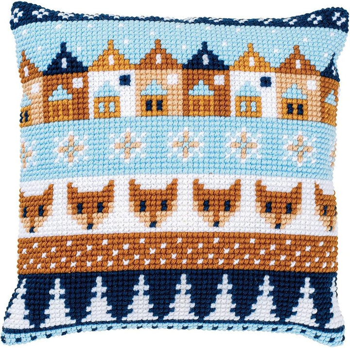 Vervaco PN-0170316 Kreuzstichkissen Set vorgezeichnet, Baumwolle, Wintermotive, 40x40cm