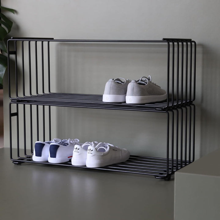 Elegantes Schuhregal Metall (Graphitschwarz) „RODL“ – Moderne Schuhaufbewahrung Schuhablage im elega