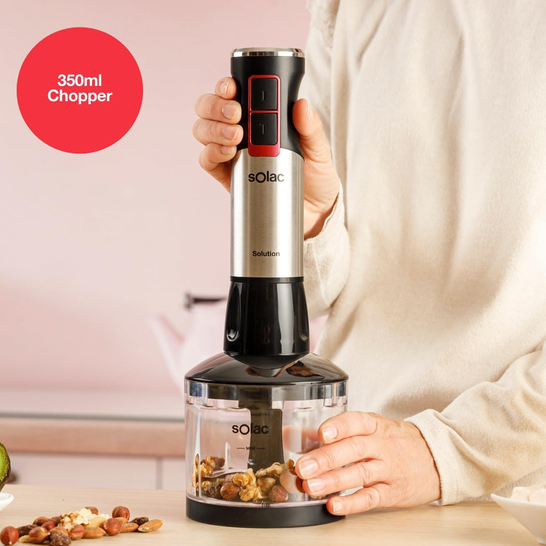 Solac Solution – Stabmixer 1503 Plus | 1500 W | 4 Edelstahlklingen | Edelstahl-Rührstab | Turbo-Funk