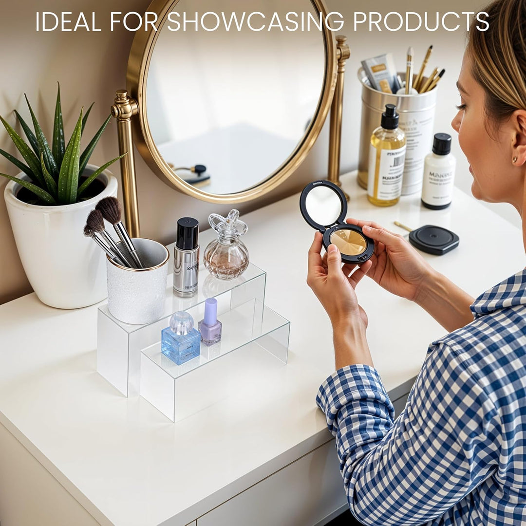 BELLE VOUS 5 Stück Klare Acryl Display SockelKunststoff Deko Vitrine Ständer in 5 Grössen für Regale