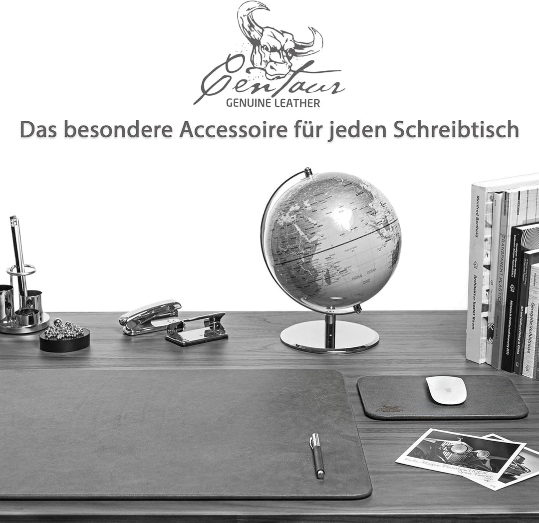 Centaur - Hochwertiges Leder Mousepad 25x18 cm basaltgrau - Vintage Mauspad aus echtem Leder - Unter