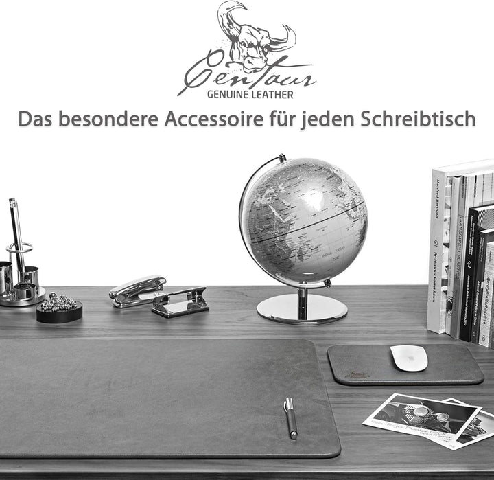 Centaur - Hochwertiges Leder Mousepad 25x18 cm basaltgrau - Vintage Mauspad aus echtem Leder - Unter