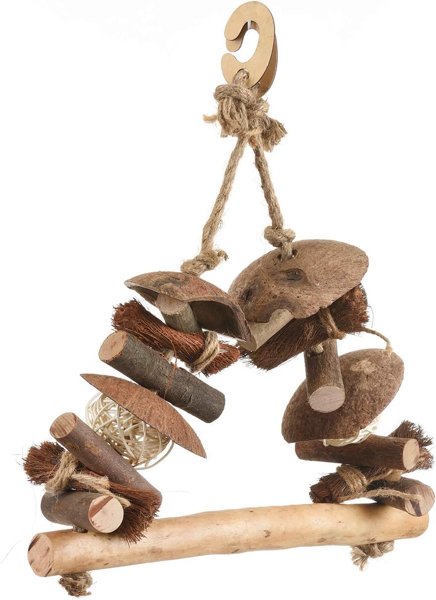 HappyBird | Vogelschaukel aus Naturholz Schaukel für Graupapageien &amp; Co.