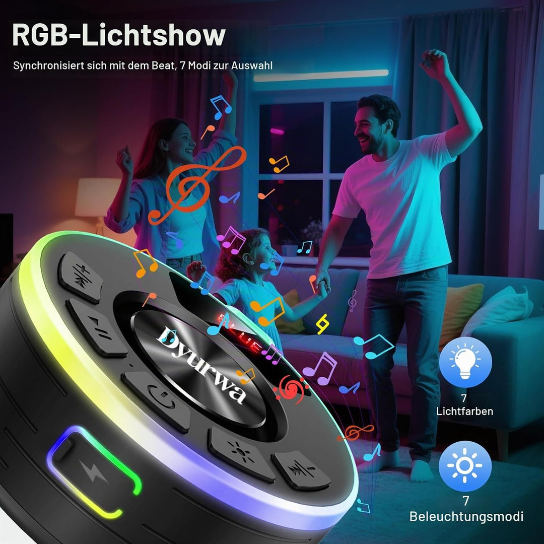 Wasserdichter Bluetooth Duschlautsprecher, 10H Bluetooth-Lautsprecher mit Saugnapf, Tragbare bluetoo