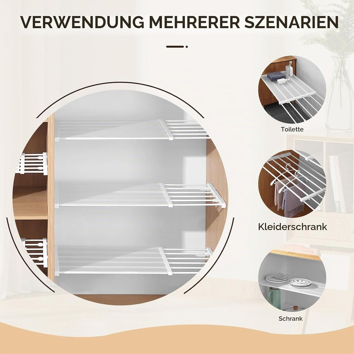 Erweiterbares Schrank-Spannregal, Klemmregal Kleiderschrank-Trennbrett-Aufbewahrung, Erweiterbar Kle