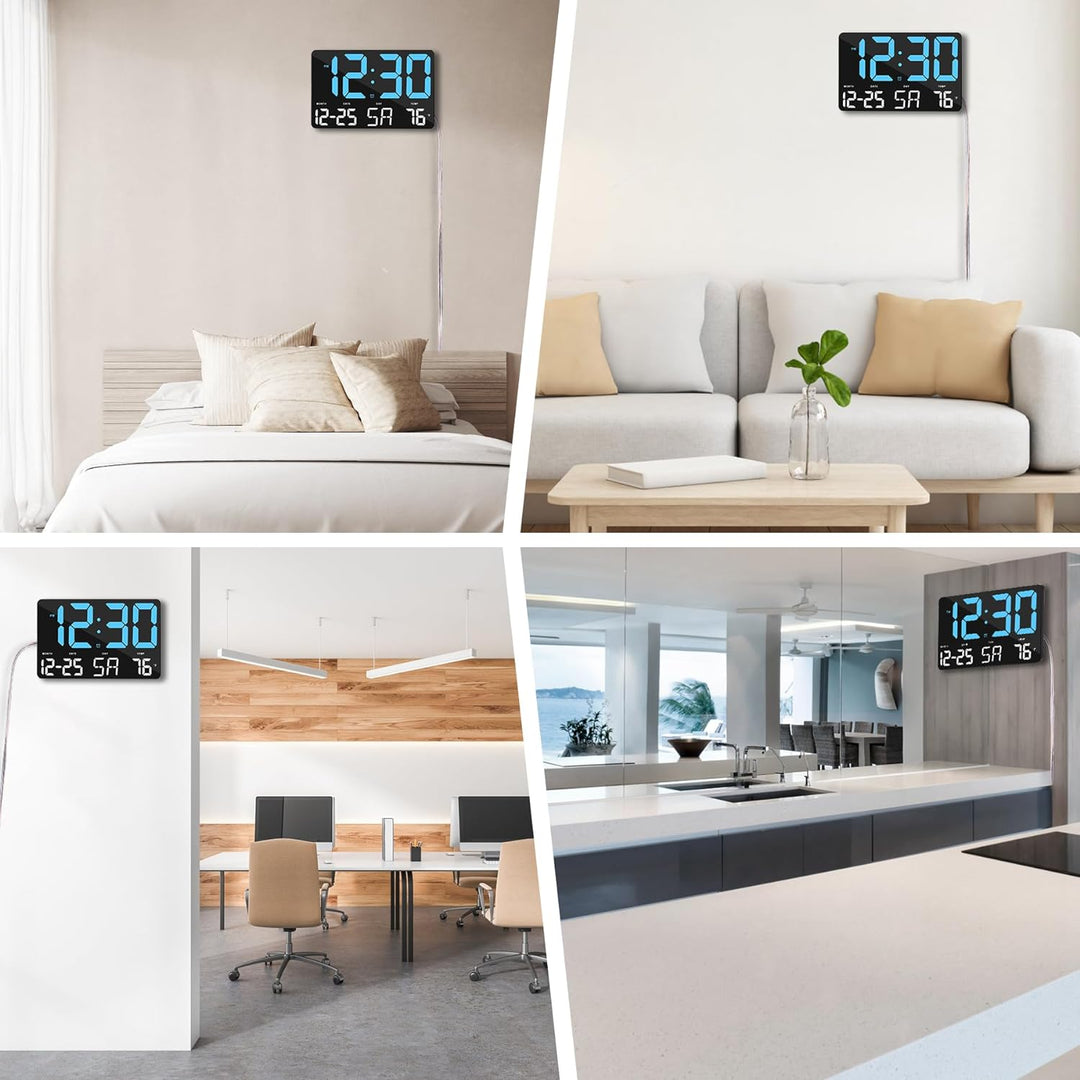 SZELAM Digitaluhr Grosses Display,11,5" Digitale wanduhr mit Funkfernbedienung,LED Übergrosse Wanduh