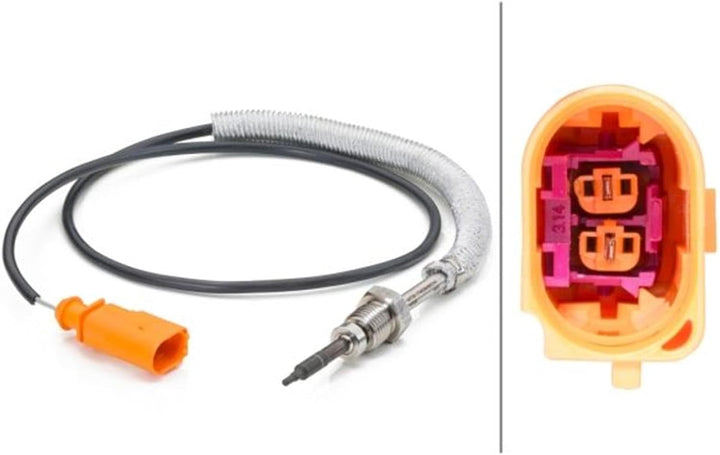 HELLA 6PT 014 494-051 Sensor, Abgastemperatur - 2-polig - geschraubt - Kabel: 580mm