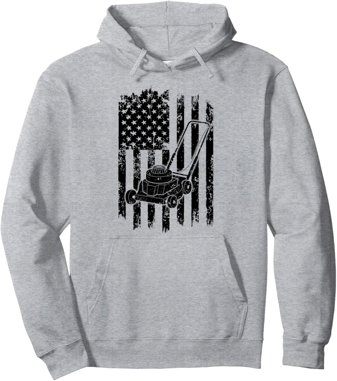 Grafik-Rasenmäher mit USA-Flagge Pullover Hoodie