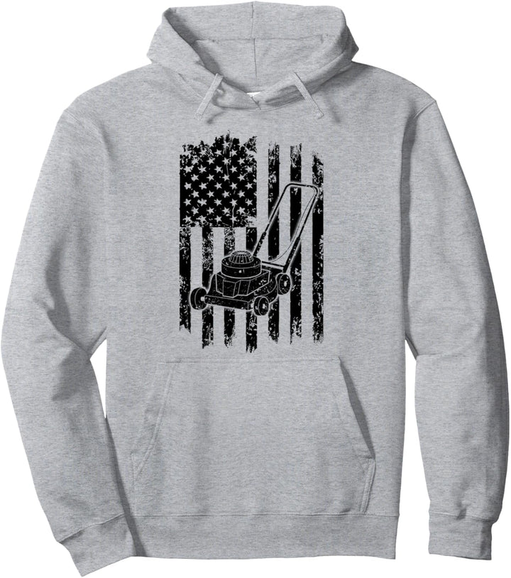 Grafik-Rasenmäher mit USA-Flagge Pullover Hoodie