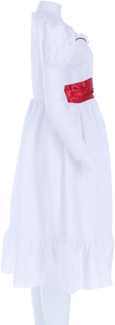 Smiffys Annabelle Kostüm für Erwachsene, Haunting White Dress with Flower Belt, Officially Licensed