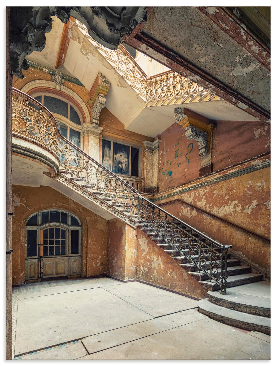 ARTland Wandbild Alu Verbundplatte für Innen & Outdoor Bild 60x80 cm Architektur Ruinen Treppenhaus