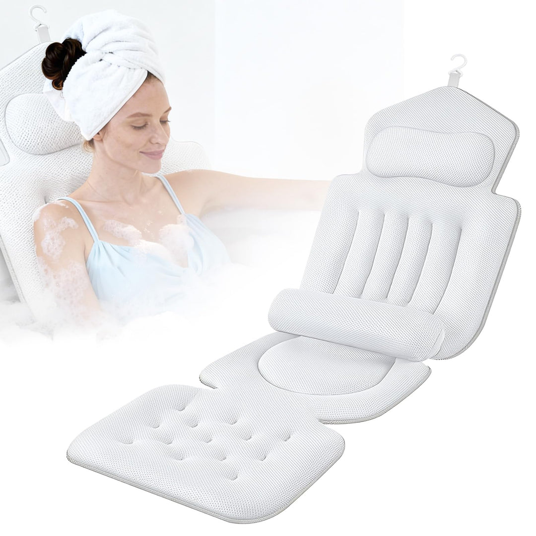 Badewannenkissen mit abnehmbarem Lendenkissen, 144 Saugnäpfen für optimalen Halt, ergonomische Unter