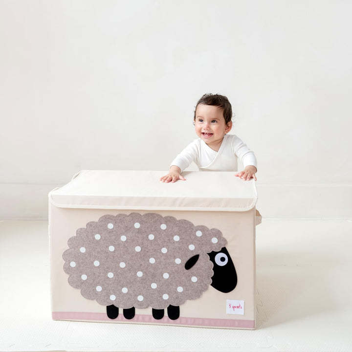 3 Sprouts - Spielzeugtruhe für Kinder - Ablagetruhe für Jungen- und Mädchenzimmer, Schaf