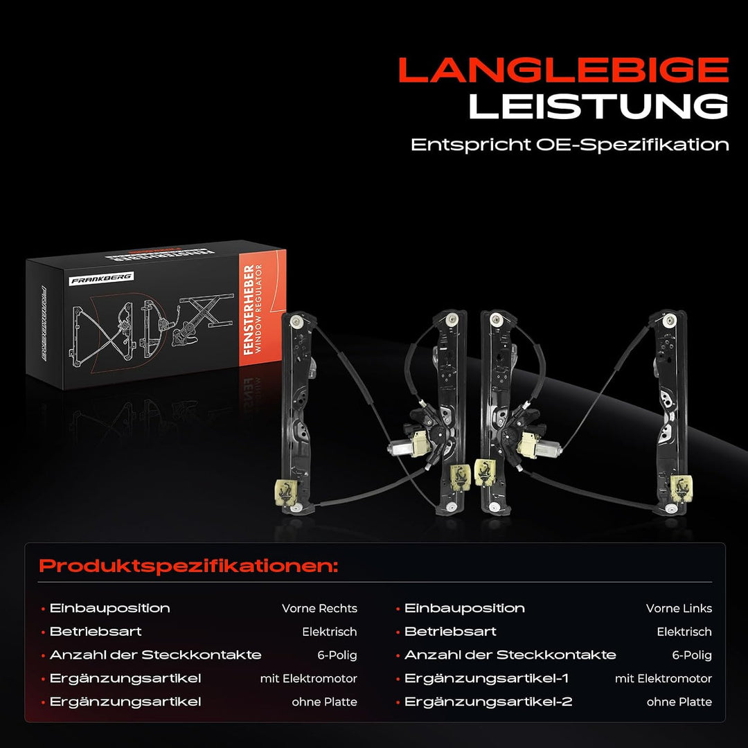 Frankberg 2x Fensterheber Fensterhebermechanik Vorne Links Rechts Kompatibel mit XF X260 3.0L 2015-2