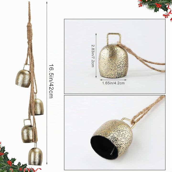 4stk Weihnachtsglocke, Vintage Metall Weihnachtsgirlandenglocken Gold Weihnachtsglocken Ornamente mi