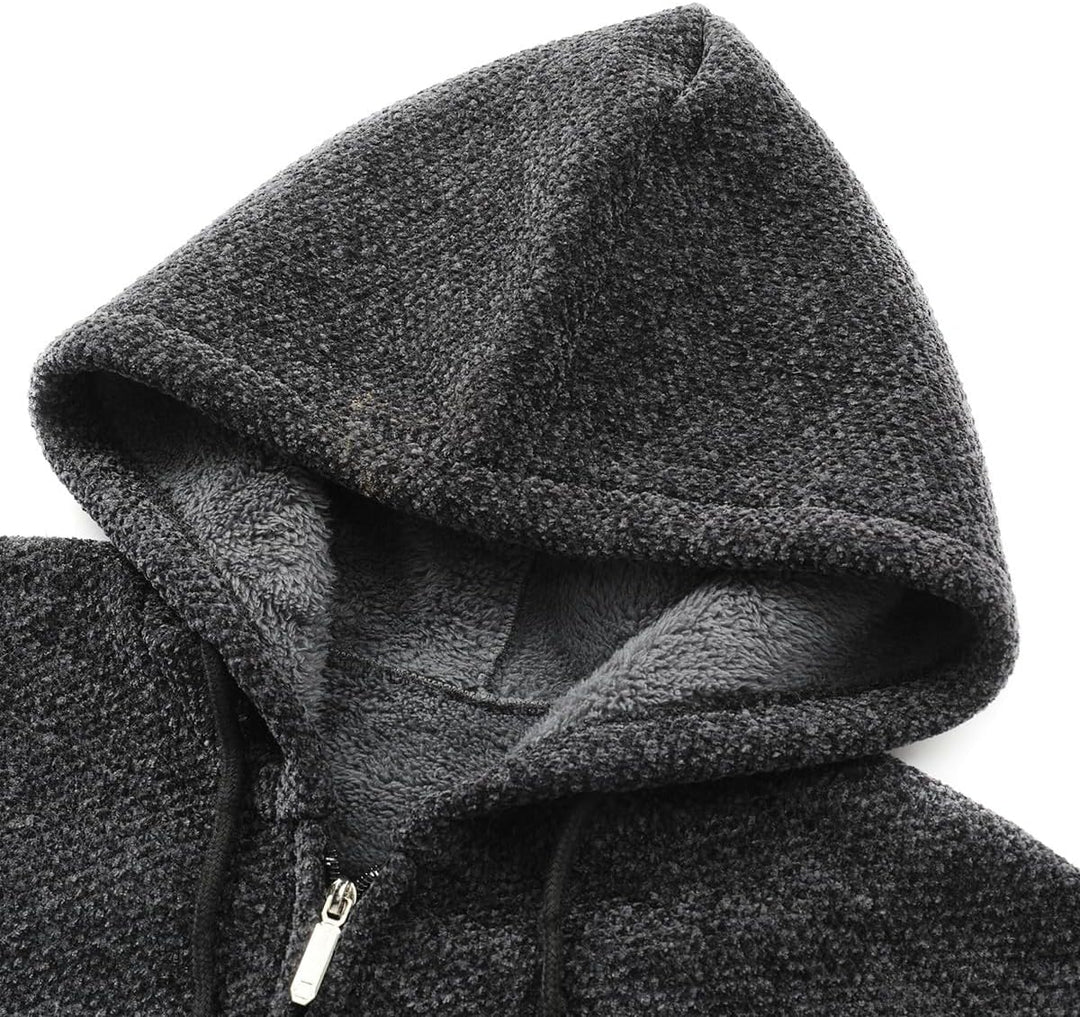 Allthemen Herren Strickjacke mit Kapuze Lang Gefüttert Cardigan Grobstrick Kapuzenjacke Kapuzenpullo