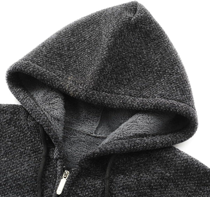 Allthemen Herren Strickjacke mit Kapuze Lang Gefüttert Cardigan Grobstrick Kapuzenjacke Kapuzenpullo