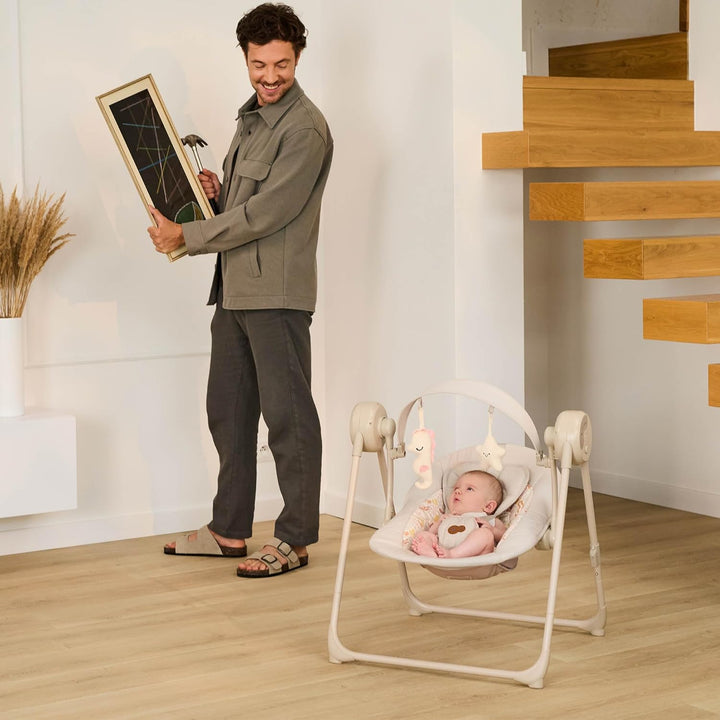 Kinderkraft SWINGEE Elektrische Babywippe, mit Schwingfunktion, eingebauter Timer, verstellbare Rück