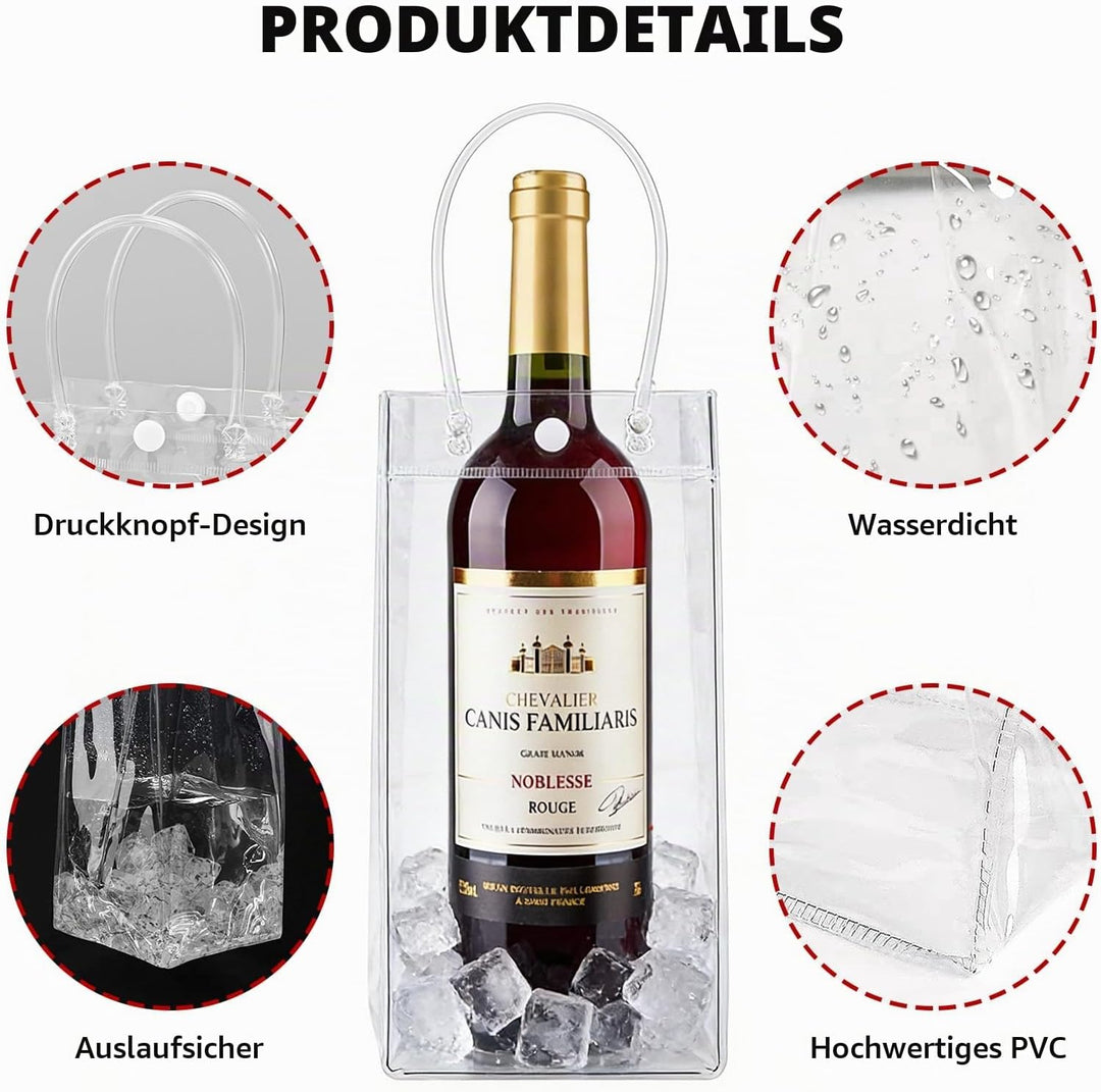 24 Stück Flaschenkühler Eistasche Kühltasche: 25 * 10 * 10cm PVC Eisbeutel Flaschenkühler, Transpare
