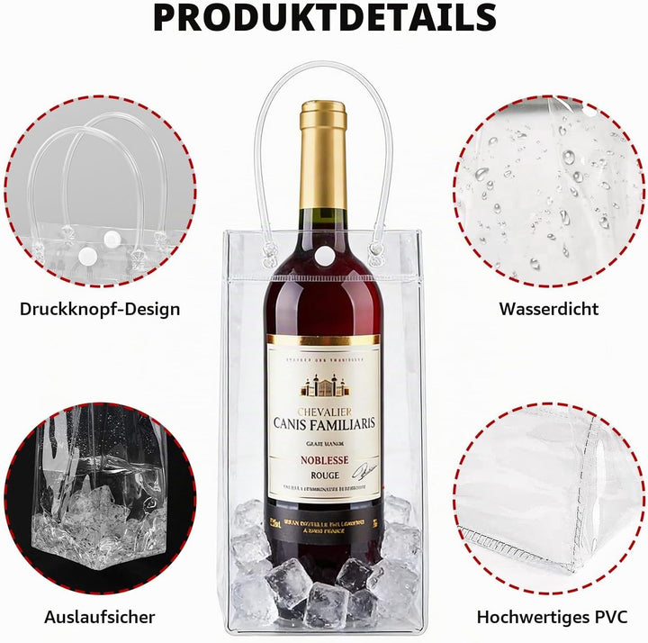 24 Stück Flaschenkühler Eistasche Kühltasche: 25 * 10 * 10cm PVC Eisbeutel Flaschenkühler, Transpare