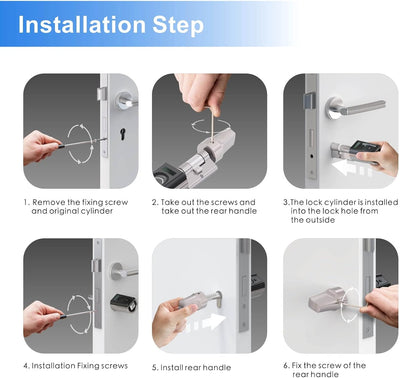 RUILON Elektronisches Türschloss Fingerabdruck,Türschloss Fingerabdruck mit RFID Karte, Bluetooth &