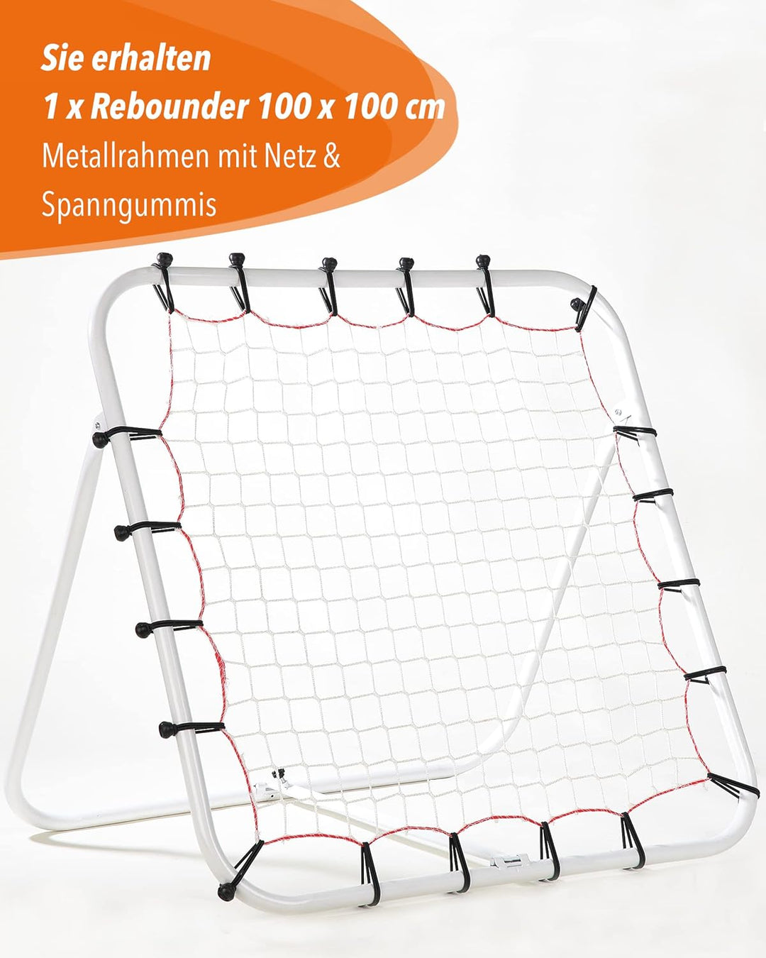 Fussball Rebounder 100 x 100 cm – klappbare Kickback Rückprallwand – Einstellbarer Winkel – für Tech