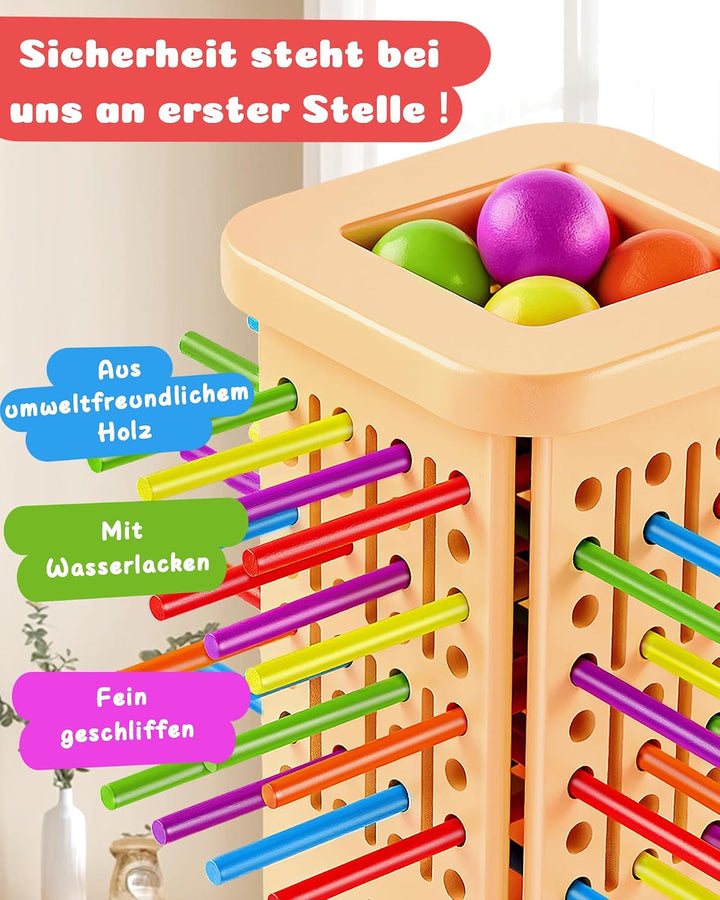 Montessori Spielzeug Holz Brettspiel ab 3–9 Jahre mit Stäbchen &amp; Ball | Holzspielzeug Kinder, Lernsp