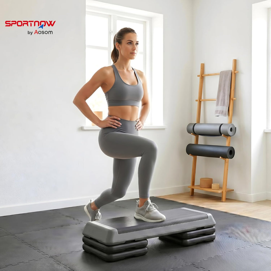 SPORTNOW Aerobic-Stepper, 10,5/15,5/20,5cm Höhenverstellbare Steppbrett, rutschfest, für Zuhause, Fi