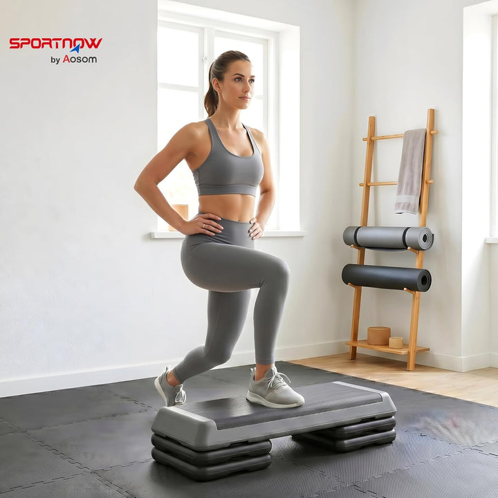 SPORTNOW Aerobic-Stepper, 10,5/15,5/20,5cm Höhenverstellbare Steppbrett, rutschfest, für Zuhause, Fi