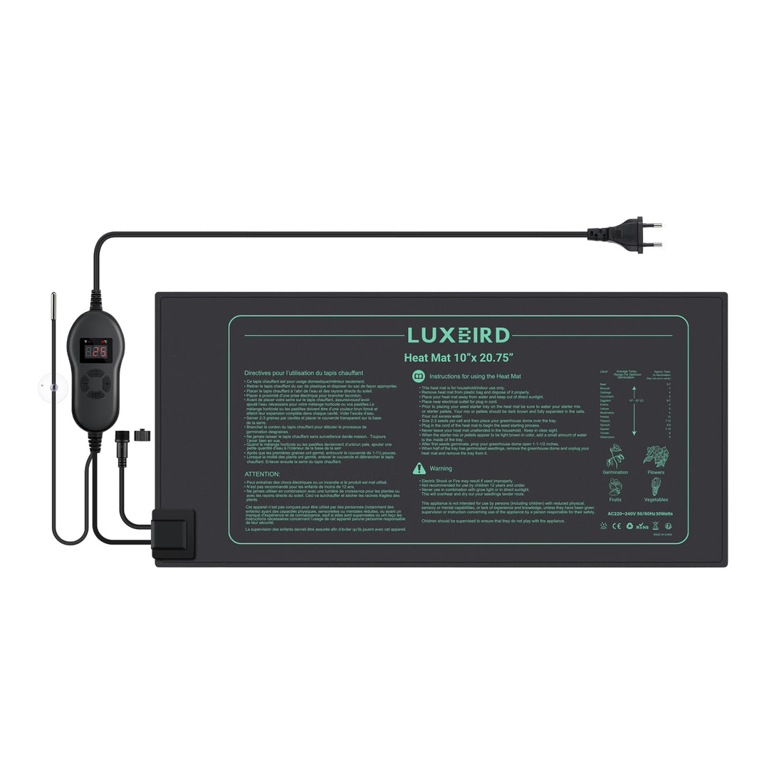 Luxbird Heizmatte mit Thermostat, 1 Heizmatten mit 1 Controller, Zimmergewächshaus Wärmematte 30 Wat
