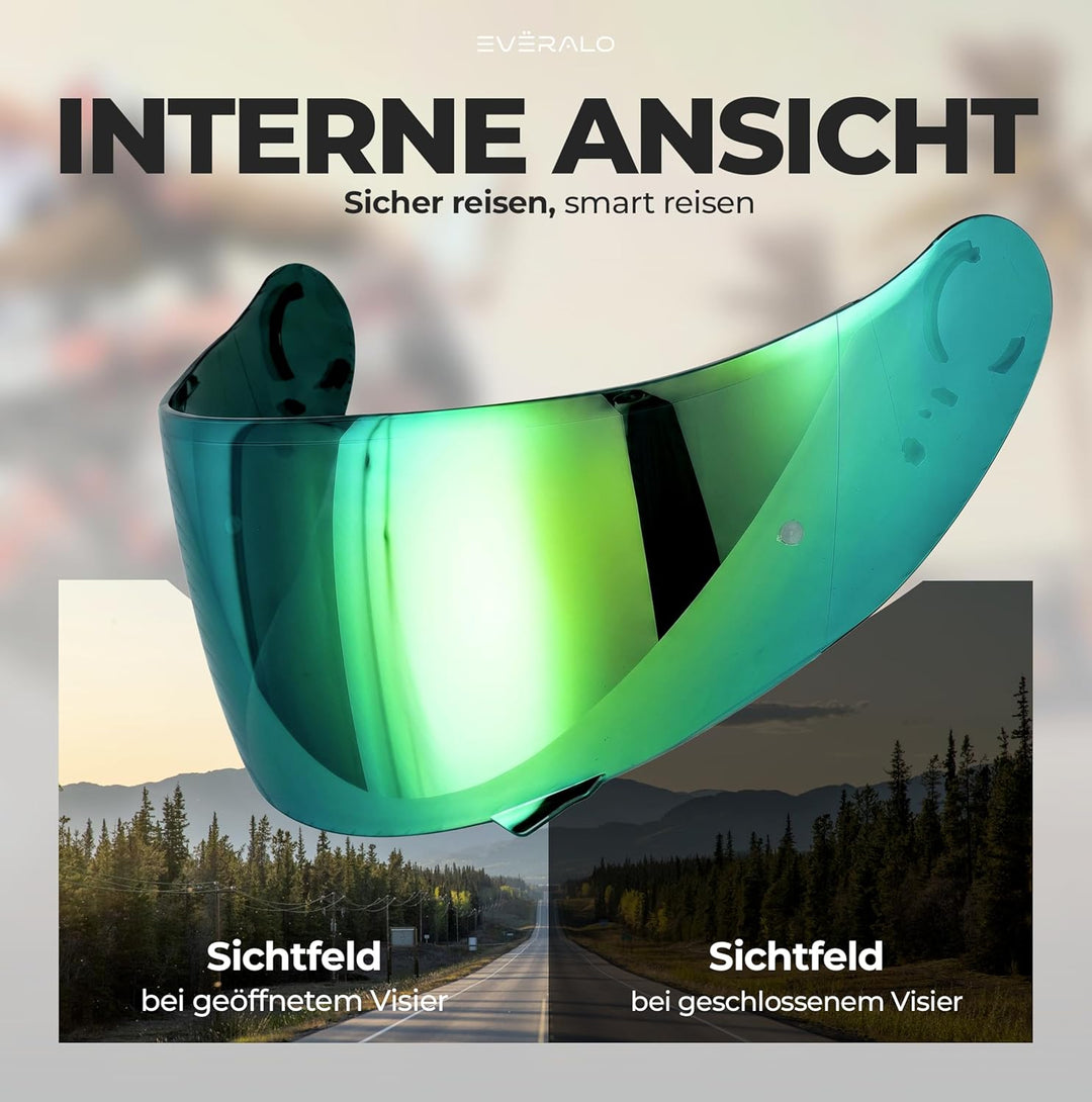 kompatibel mit Visier Shoei Gt Air - Gt Air 2 - Neotec - Opticson - Cns 1 (Grun Chrom), Grun Chrom