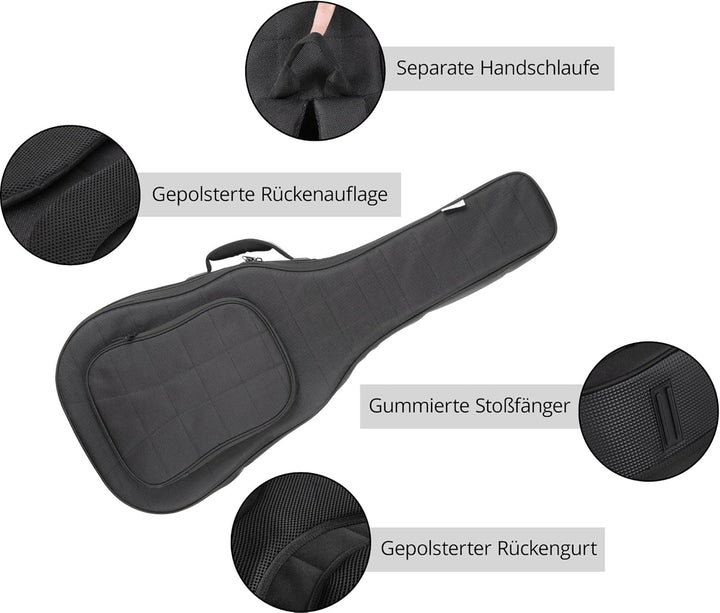 Shaman WGBT-4122BK Westerngitarre Tasche - Dick gepolsterter Gigbag für Akustikgitarren - Verstellba