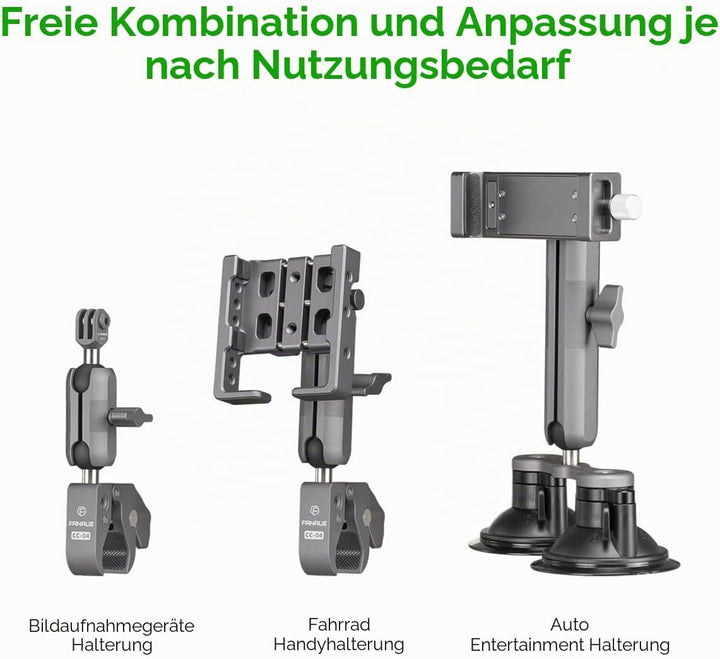 FANAUE Doppelbuchsenarm kompatibel mit RAM Mounts Type B 1" Ball Assembly und Motorrad-Handyhalterun
