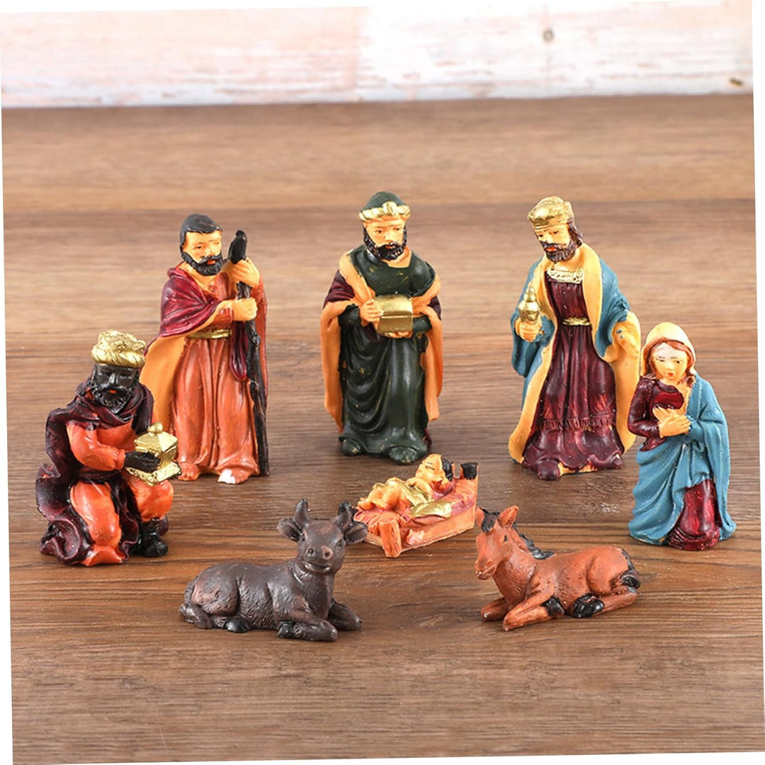 8pcs/festgelegte Weihnachtskrippe Sets Harzgeborene Set mit Jesuskind und Tieren realistische Krippe