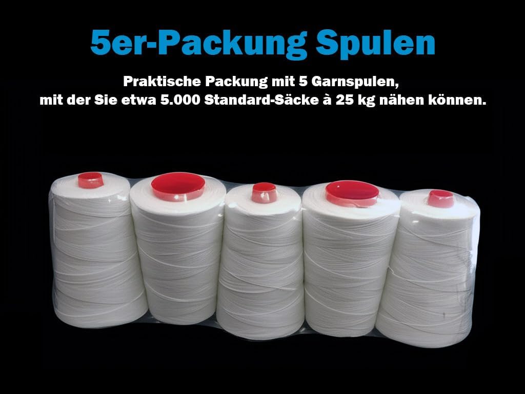 Vrysac-High Resistance Polyester Thread Bobbins for Sack Sewing Machines-5 units pack-for Raffia Sac