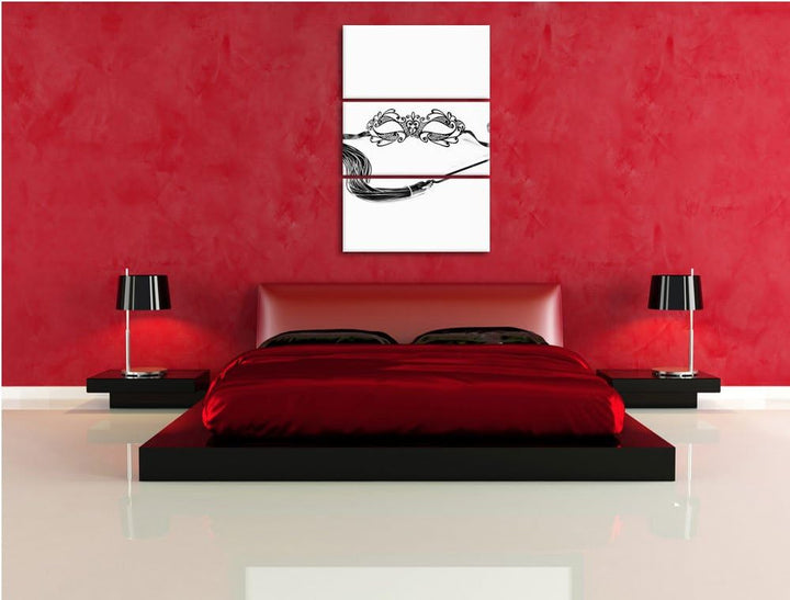 Pixxprint Sexy Frauenoberkörper mit Seilen / 3-Teilig/Gesamtmass 120cm Leinwandbild bespannt auf Hol