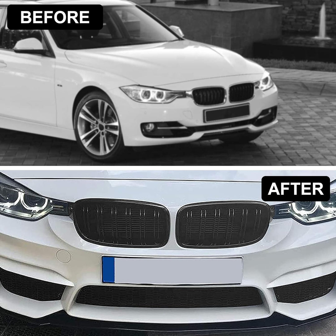 YIUBCZOQI F30 Kühlergrill für BMW 3er f30 Nieren Schwarz f30 f31Grill Glanz Schwarz Doppelsteg Sport