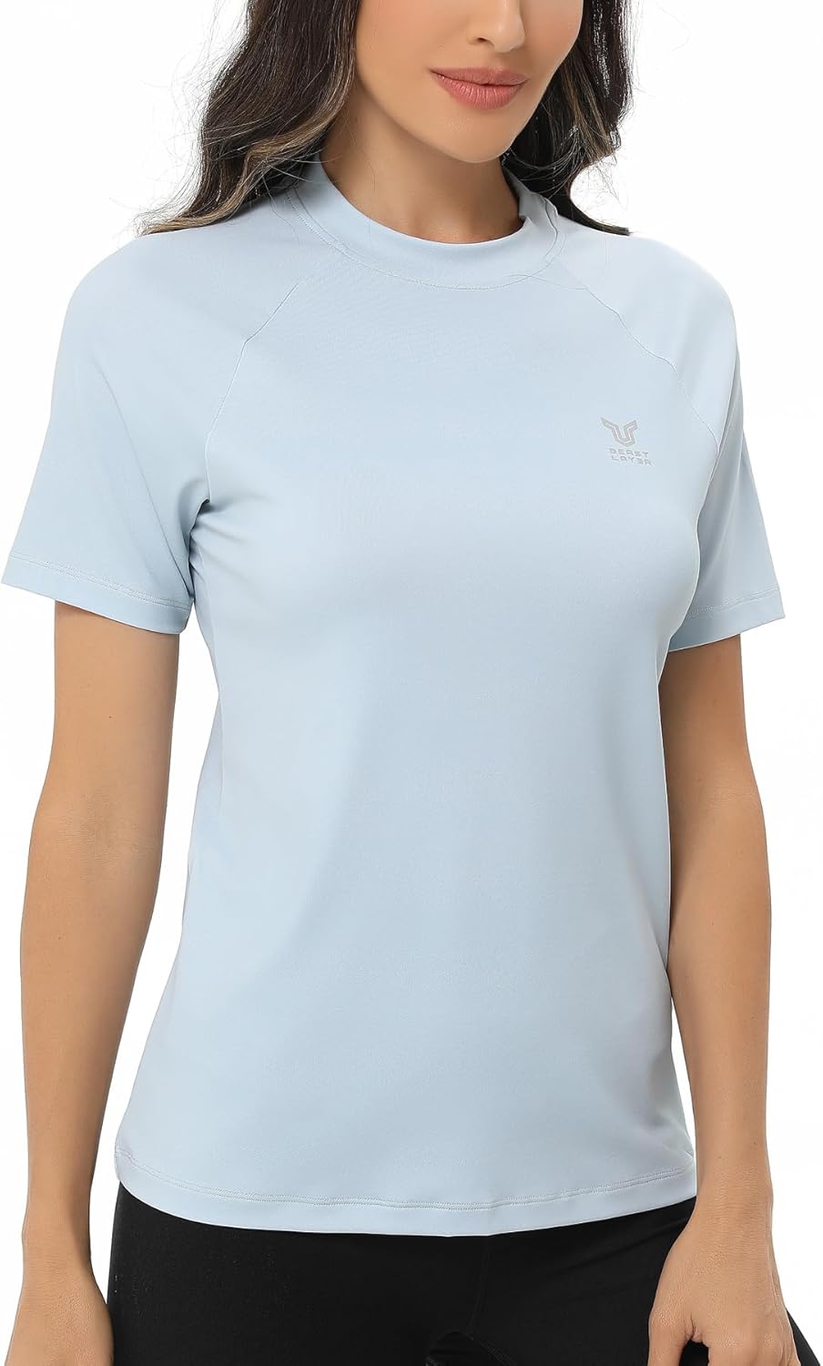 HUGE SPORTS Damen Rashguard Kurzarm Sonnenschutz Schwimmshirt Schnell Trocknend Surf Sport T-Shirt X